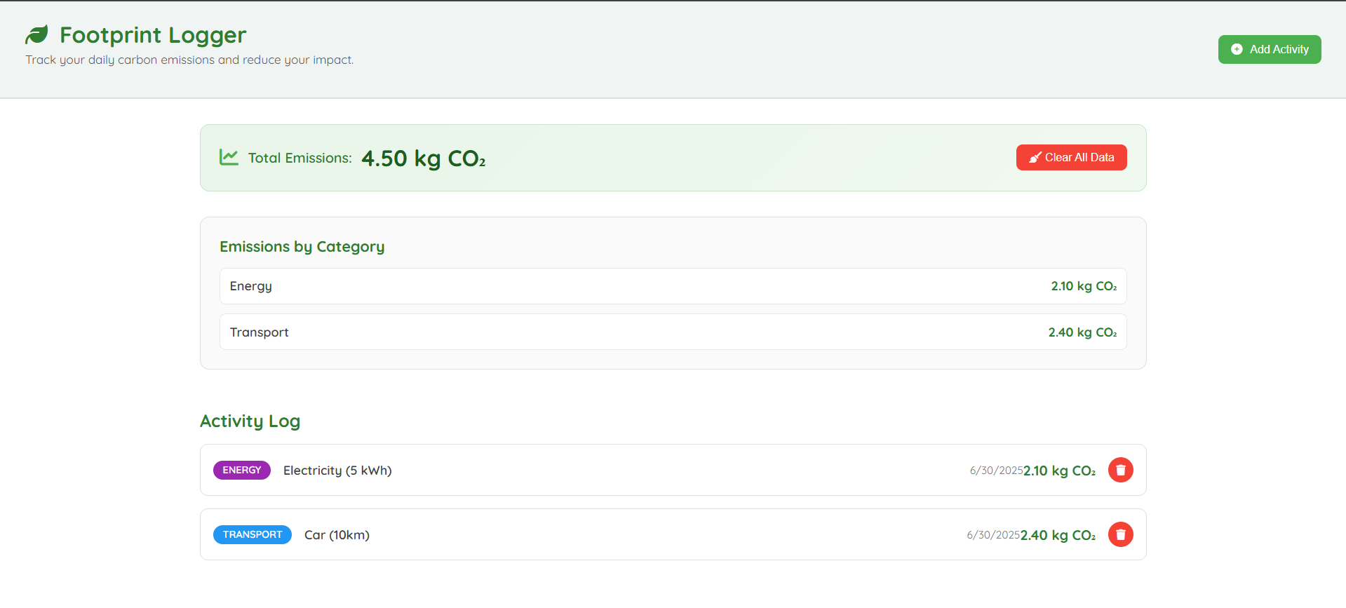 Carbon Footprint Tracker preview